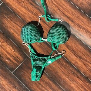 Emerald Green Beaded Bikini Set